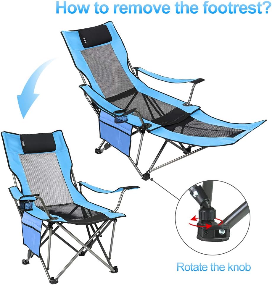 OUTDOOR LIVING SUNTIME Camping Folding Portable Mesh Chair with Removabel Footrest…