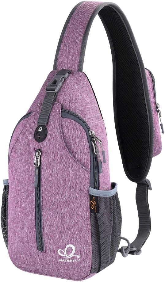 WATERFLY Crossbody Sling Backpack Sling Bag Travel Hiking Chest Bag Daypack (Black) | Small Hiking bag,Multi-compartment storage,Water-resistant,Breathable back pad,Reversible adjustable shoulder strap