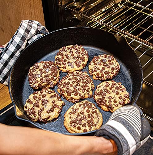 Bayou Classic 7439 16-in Cast Iron Double-Handled Skillet w/Pour Spouts Features Large Loop Handles Perfect For Breakfast Roast Pan Frying Sautéing