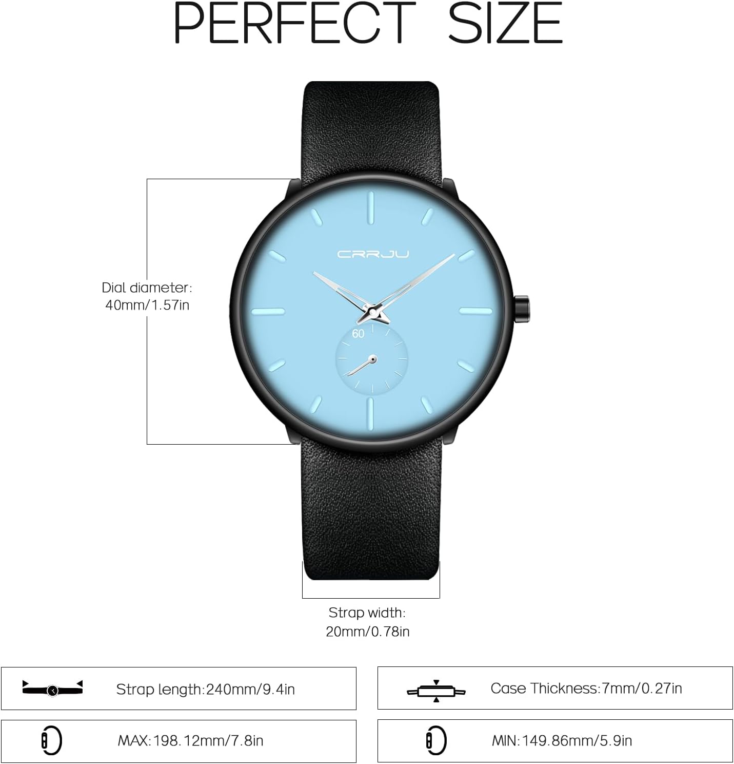 Mens Watches Ultra-Thin Minimalist Waterproof-Fashion Wrist Watch for Men Unisex Dress with Leather Band
