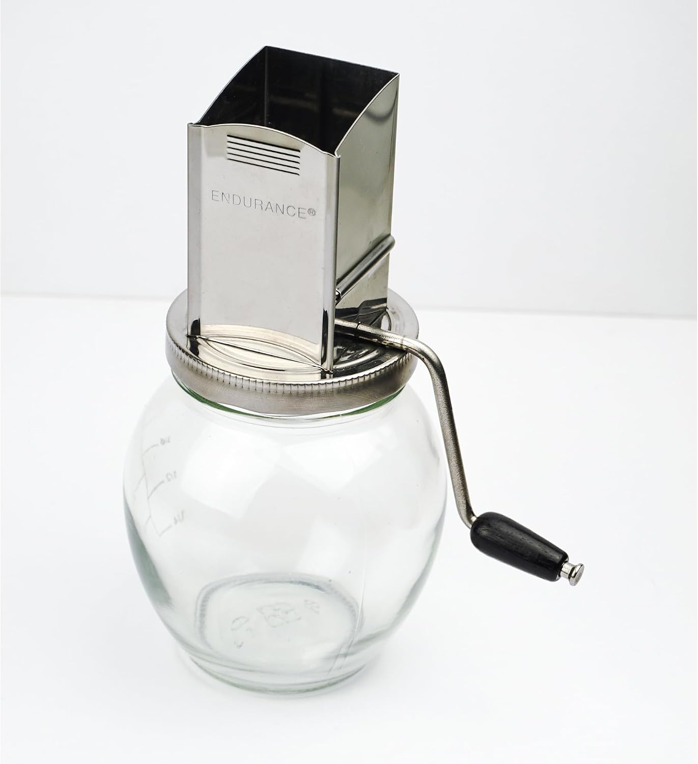 RSVP International Endurance Vintage Inspired Nut Grinder, 1.25 Cup Capacity, Glass Bottom