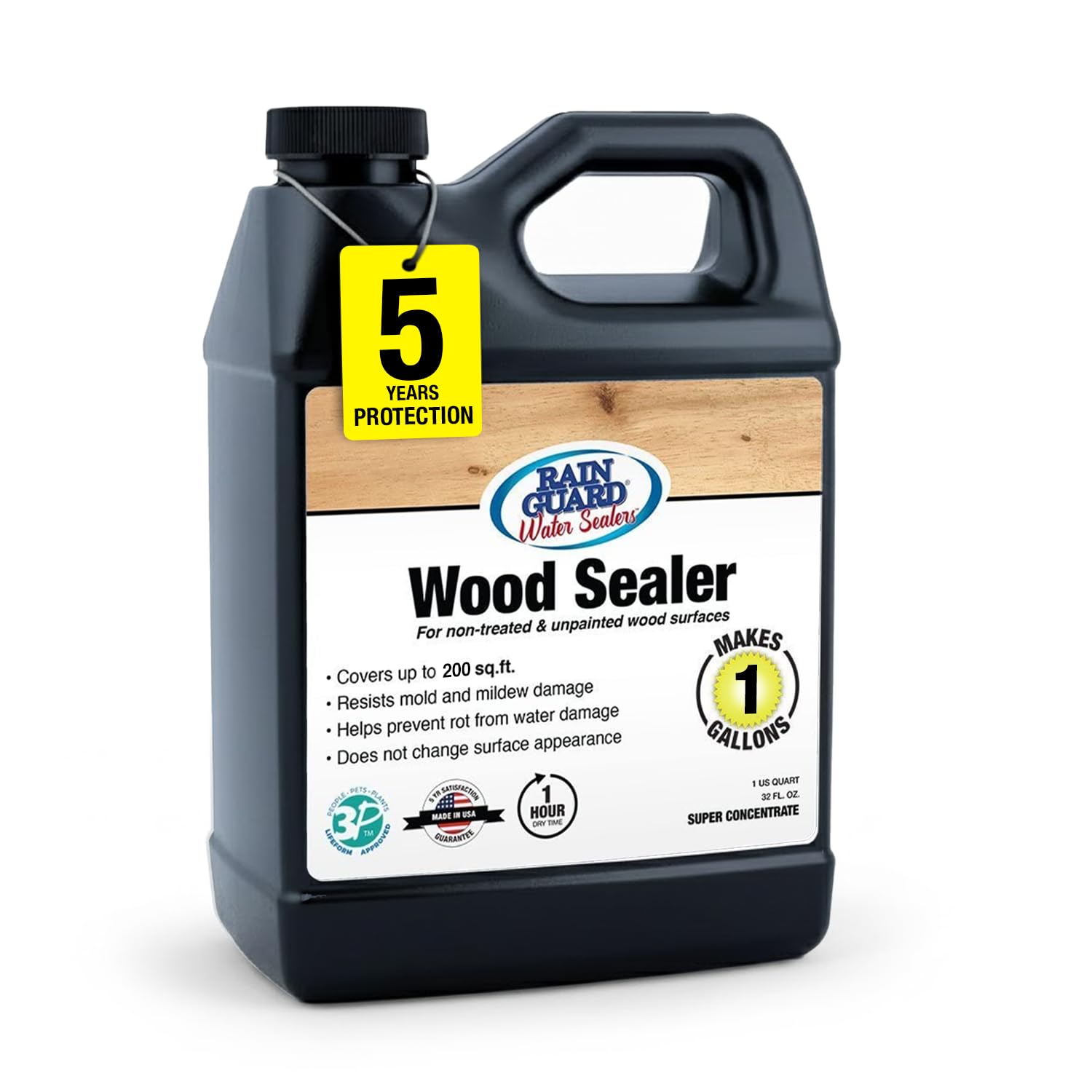 Rain Guard Wood Sealer Concentrate | Makes 2 Gallon | Protects Wood from Water Damage, Rotting, and Stains | Water Based Silane/Siloxane | Eco-Friendly | VOC-Free | Natural Finish