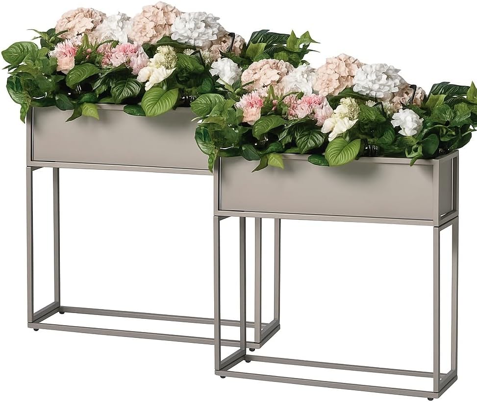 Cocoyard Metal Elevated Planter Box - 28" Raised Garden Bed with Legs for Indoor and Outdoor - Tall Rectangle Planter with Felt Liner