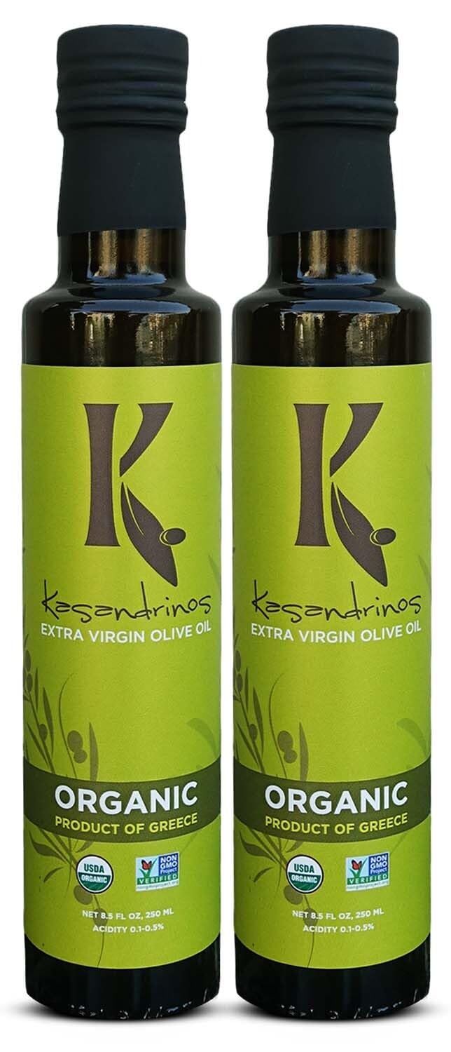 Kasandrinos Organic Olive Oil Extra Virgin, Polyphenol Rich Greek Olive Oil, 100% Organic First Cold Pressed, Mild + Delicate Flavor, Verified by Non GMO, 500 ml / 16.9 oz
