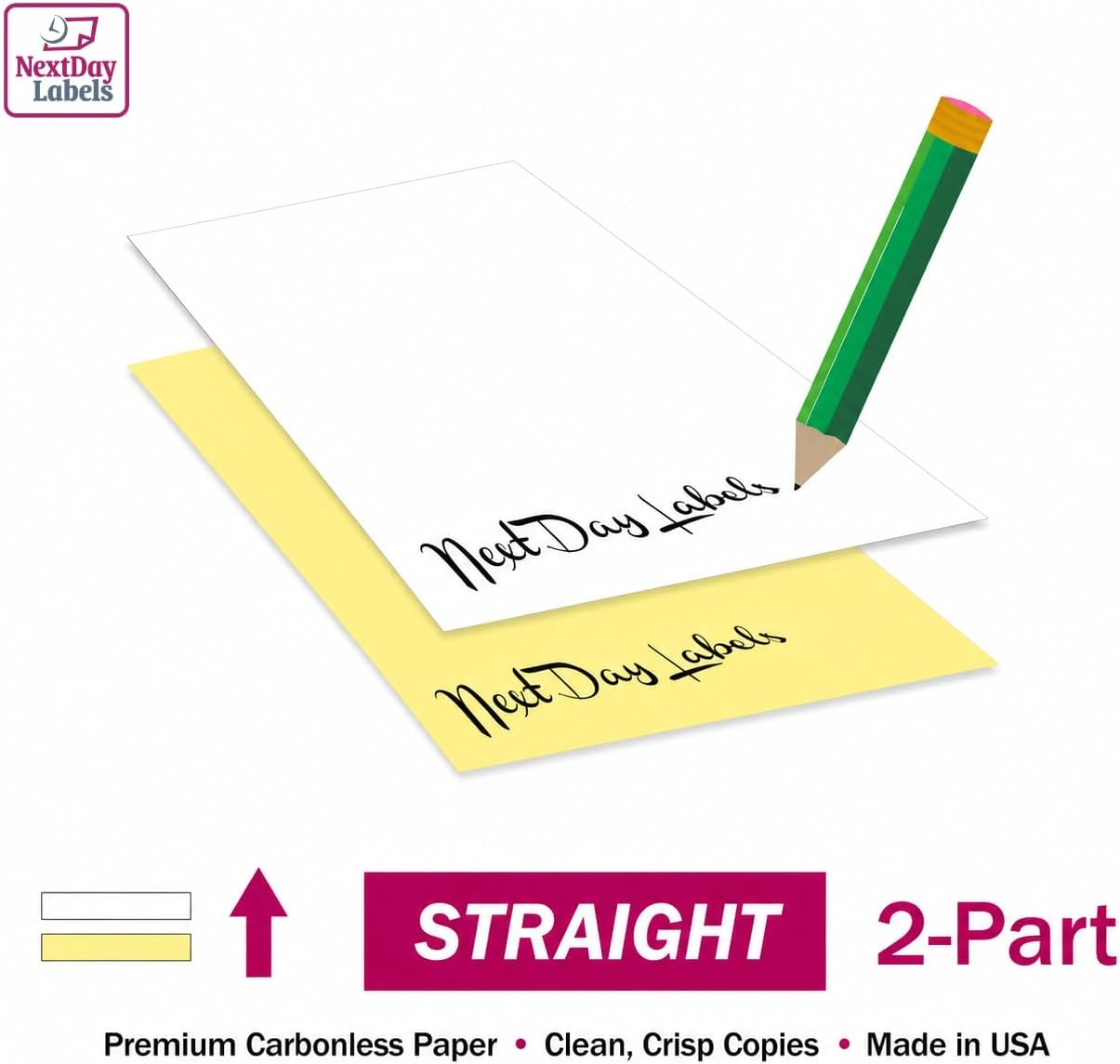 NextDayLabels Carbonless NCR Paper, 2 Part Reverse #5887, 8.5" x 11"