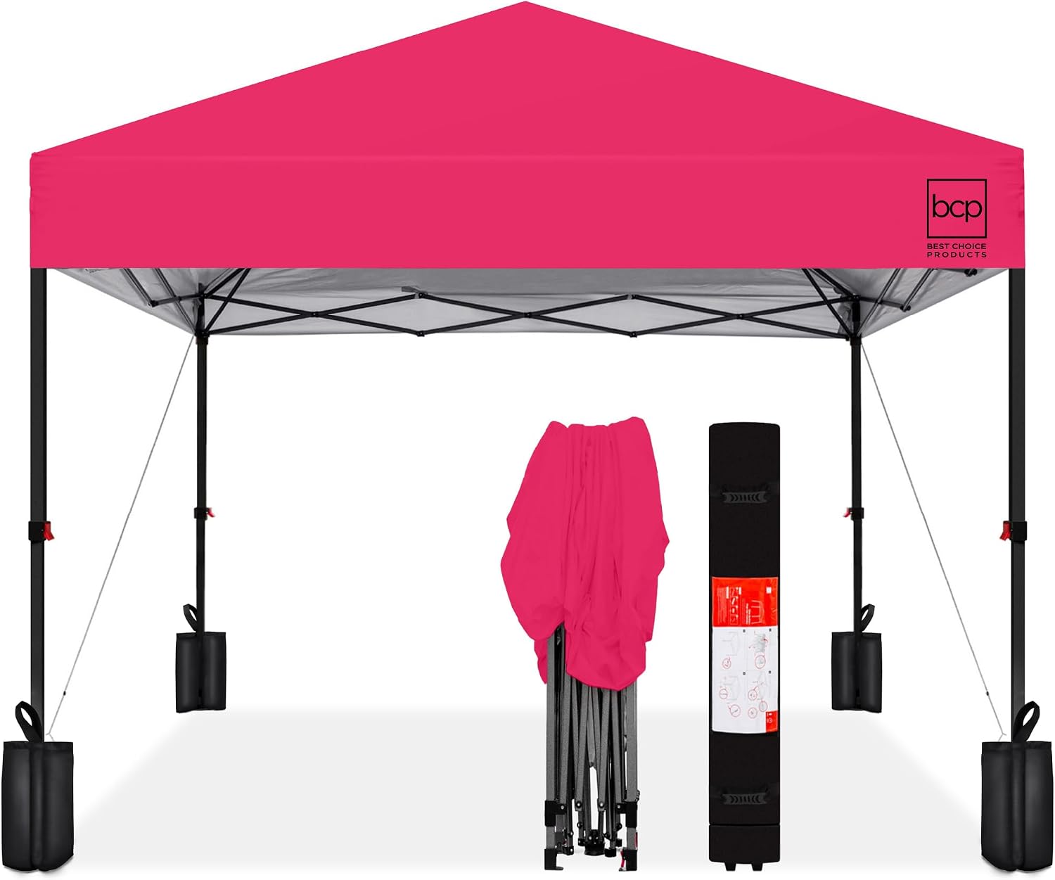 Best Choice Products 10x10ft Pop Up Canopy Tent, Outdoor Shade, 1 Person 1 Minute Set Up, Carry Case, 4 Weight Bags - White
