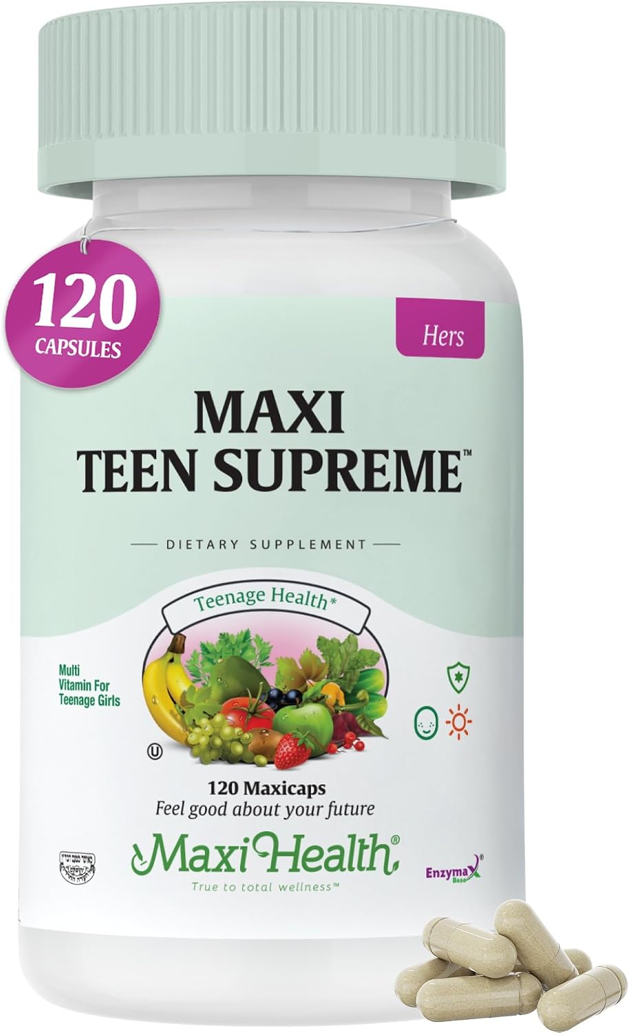 Teen Vitamins for Boys 12-17 - Teen Multivitamin Supreme with D3, Iron, Calcium, Biotin, Digestive Enzymes – Teenager Boy Multi Vitamins for Energy, Brain & Mood Support – 60 Count