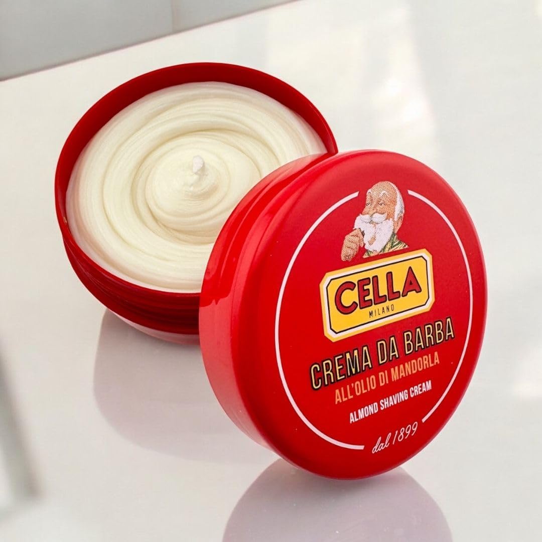 Cella Milano Classic Almond Shaving Cream Soap, 150 g, Made in Italy | Tallow-Based Formula Produces Dense, Creamy Lather With Excellent Cushion