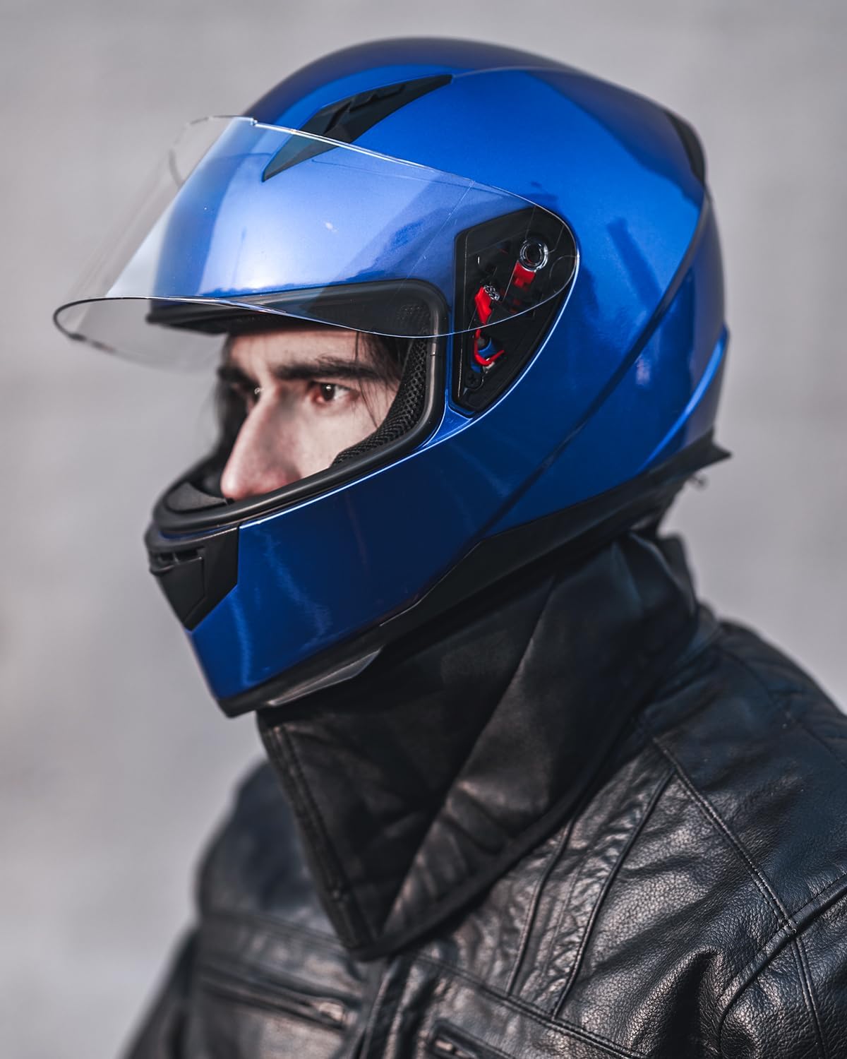 ILM Full Face Motorcycle Street Bike Helmet with Removable Winter Neck Scarf + 2 Visors DOT Model ILM-313