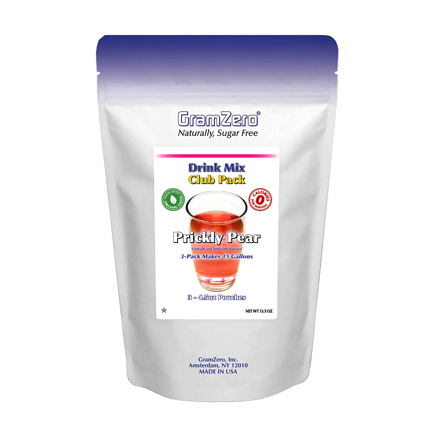 GramZero Raspberry Blush, Sugar Free Drink Mix, Pitcher Pack, Great For Nutrition Club Loaded Tea, Zero Calorie, Stevia Sweetened