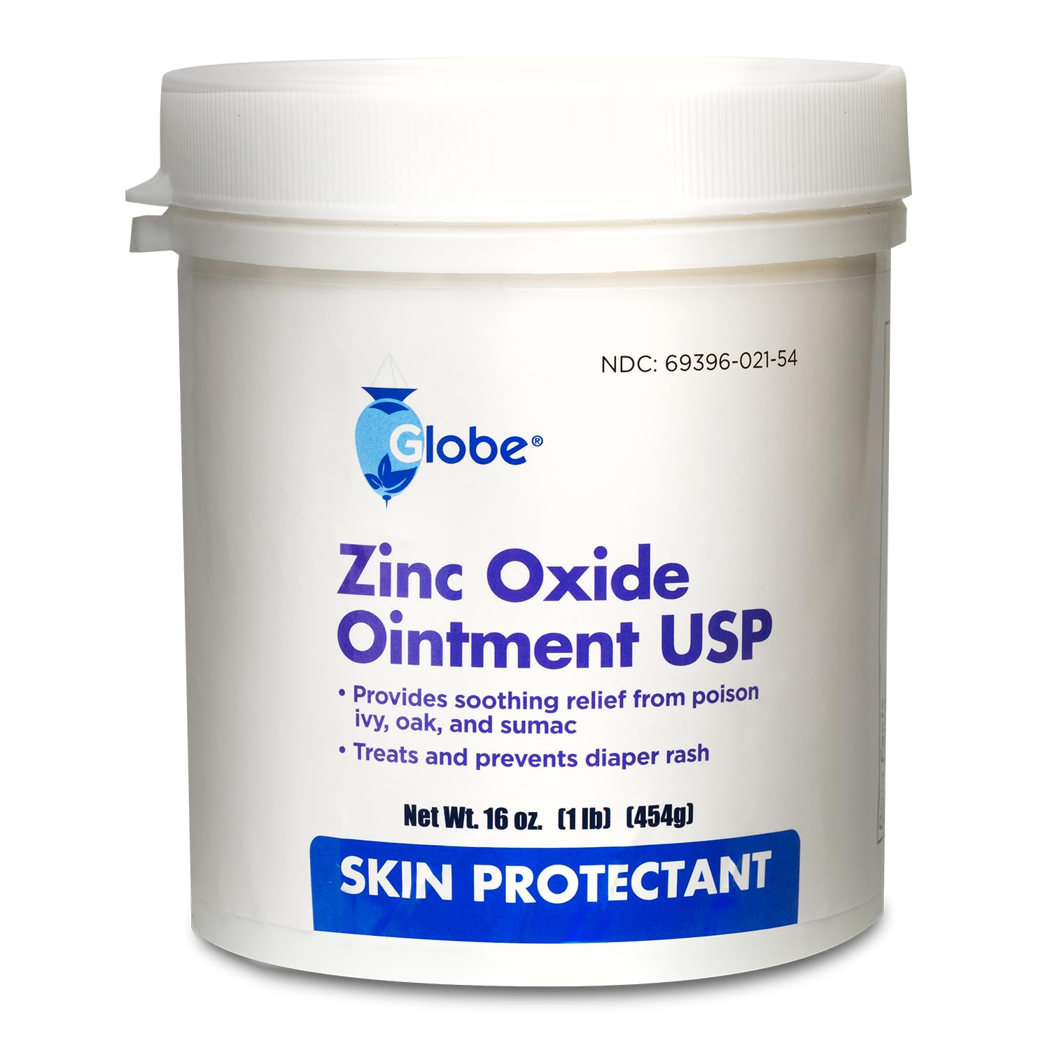Globe Zinc Oxide Ointment 20%, Skin Protectant Barrier, 16 oz Jar