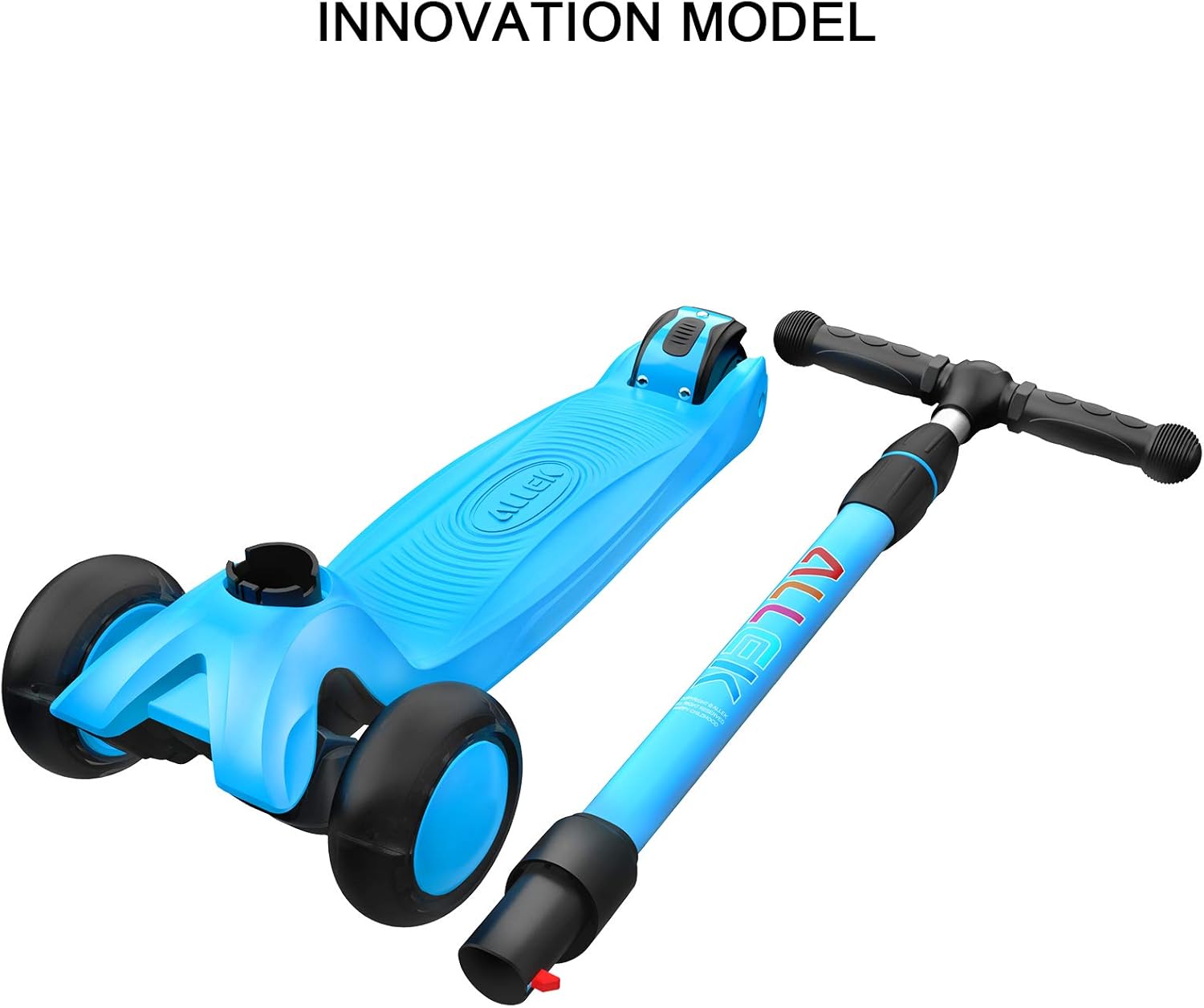 Allek Kick Scooter B03, Lean 'N Glide 3-Wheeled Push Scooter with Extra Wide PU Light-Up Wheels