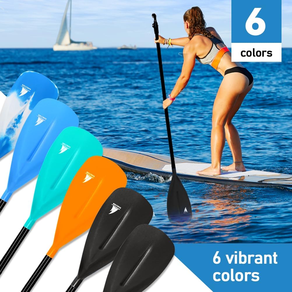 Karltion SUP Paddle - 3-Piece Adjustable Aluminium SUP Paddle with Glass Fiber Blade for Surfing, Floating, Water Sports