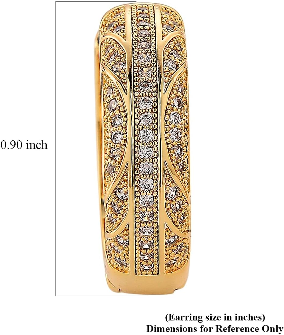 Cubic Zirconia Hoop Earrings in Goldtone