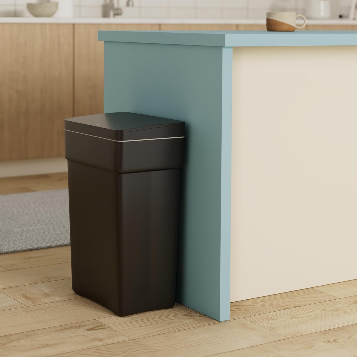 BestOffice 13 Gallon Trash Can Automatic Kitchen Trash Can Touch Free High-Capacity Garbage Can with Lid for Bedroom Bathroom Home Office 50 Liter