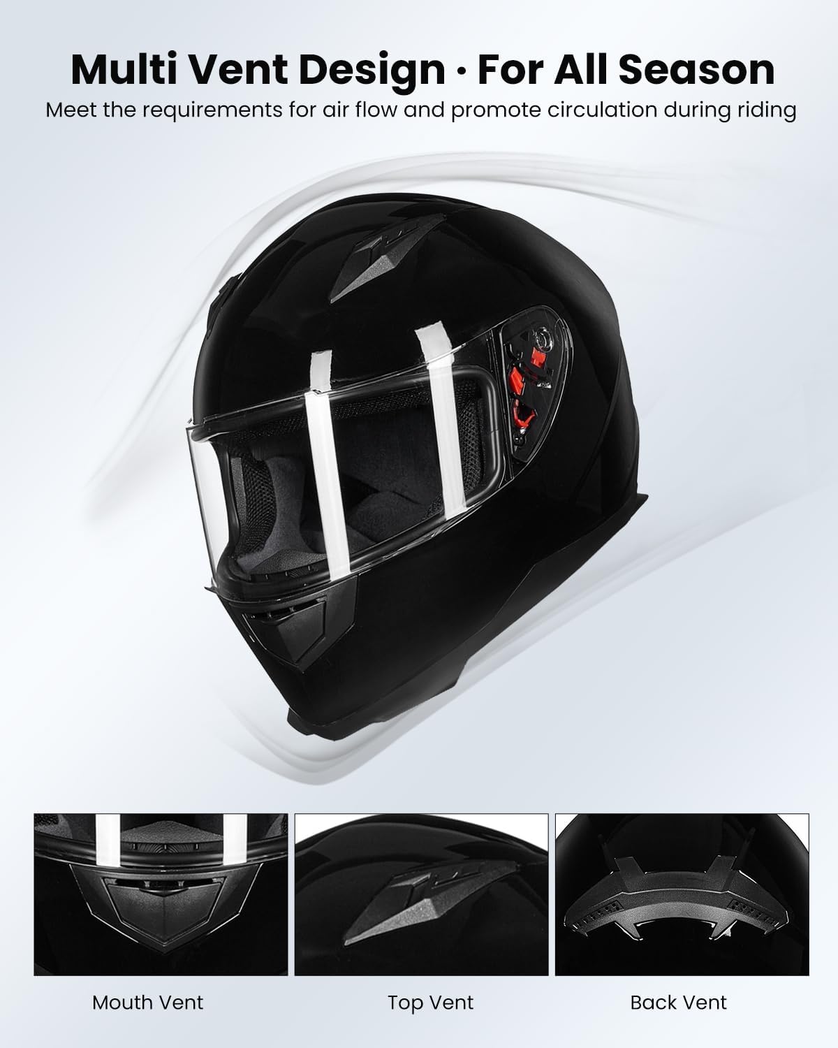 ILM Full Face Motorcycle Street Bike Helmet with Removable Winter Neck Scarf + 2 Visors DOT Model ILM-313