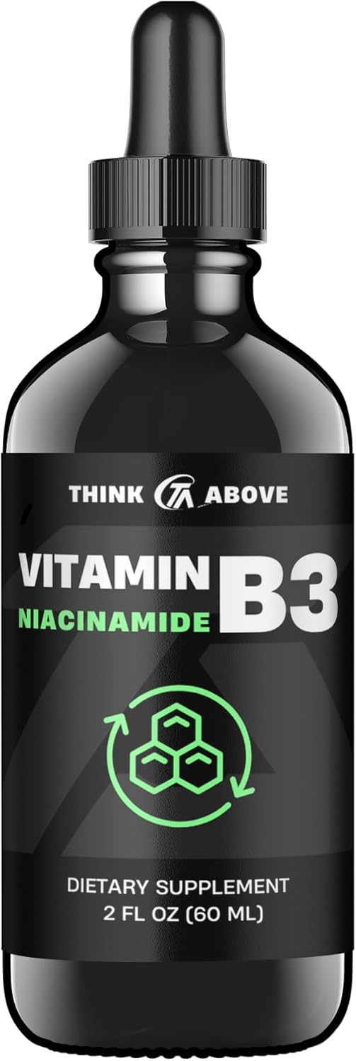 Think Above Vitamin B3 Niacinamide Liquid - Non Flush Form of B3 Niacin - Convenient Vitamin B3 Niacinamide Drops for Women and Men - Easy to