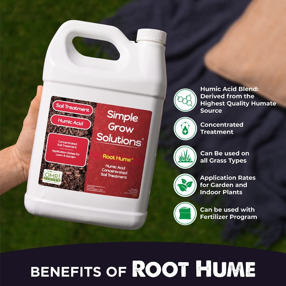Raw Organic Soil Conditioner- Root Hume- Simple Grow Solutions- Natural Plant & Lawn Treatment- Nutrient Food Enhancer- Concentrated Liquid Humic - Grass, Tomatoes, Citrus, Flowers, Vegetables