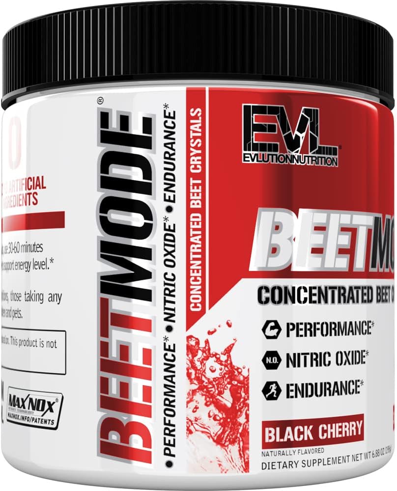 EVL BeetMode Beet Root Nitric Oxide Powder, Black Cherry - 30 Servings
