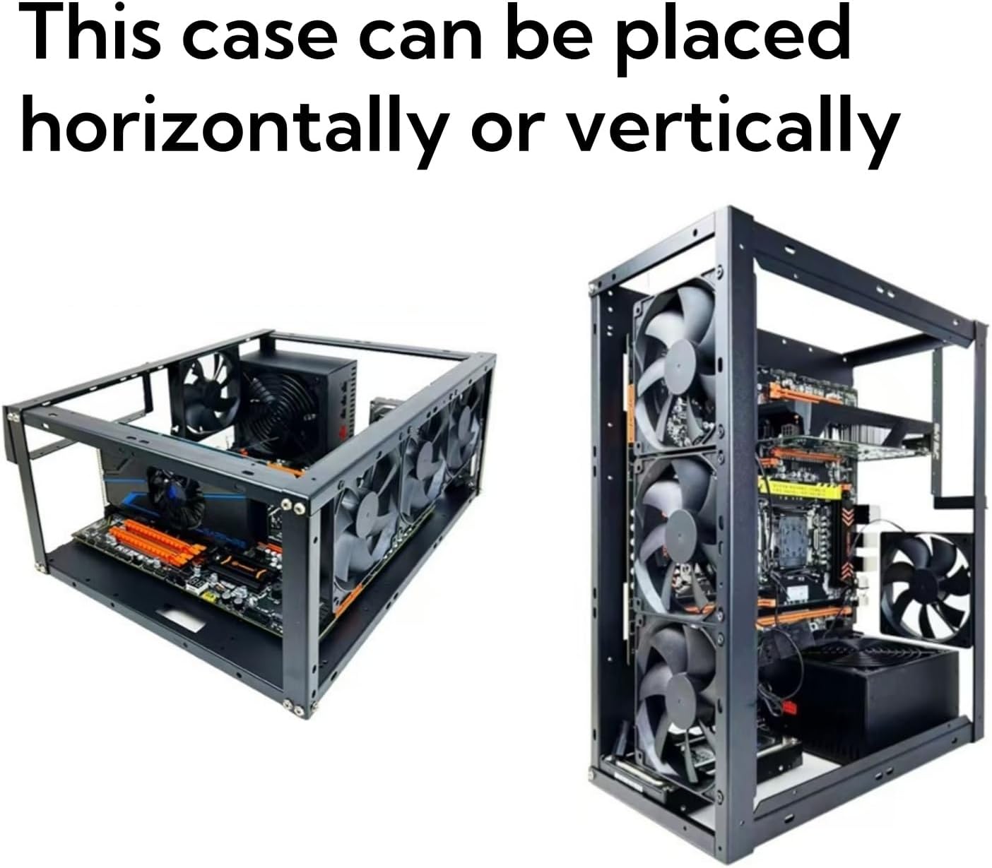 DIY Computer Case PC Frame Desktop Chassis Stackable Rack Stand Open Air case Supports ATX ITX MacroATX E-ATX X79 X99 Motherboard, can be Stacked up to 10 Layers