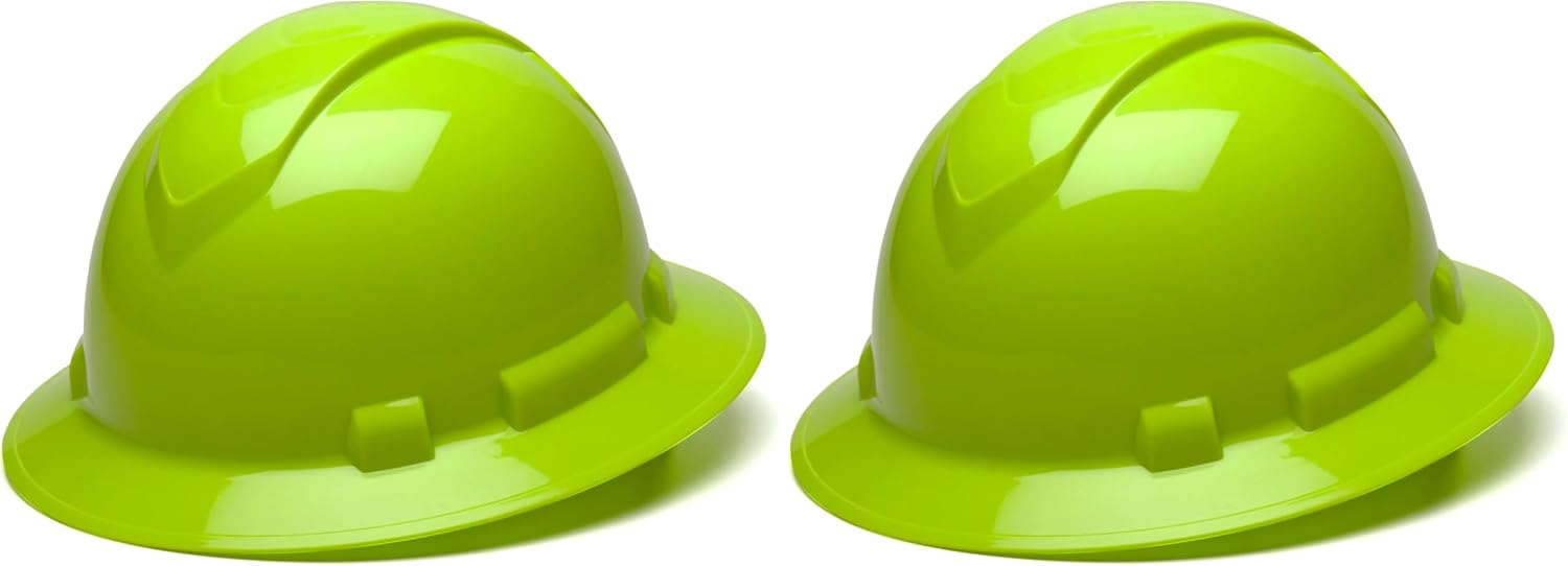 Pyramex Ridgeline Full Brim Hard Hat 4 Point Ratchet White | Full-brim sun & rain protection, HDPE shell, Ratchet suspension, Construction & utility, ANSI Z89.1 Type I Class C/G/E
