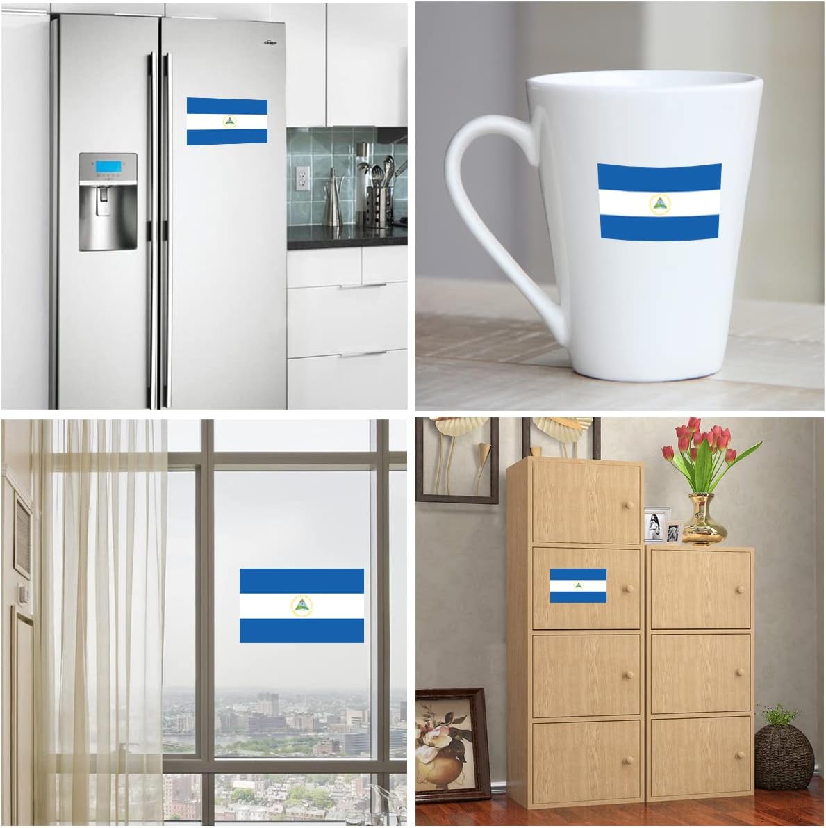QQSD Nicaragua Flag Sticker Nicaraguan Decal in Multiple Sizes, 3 Pack, 11.7 x 8.3 Inches