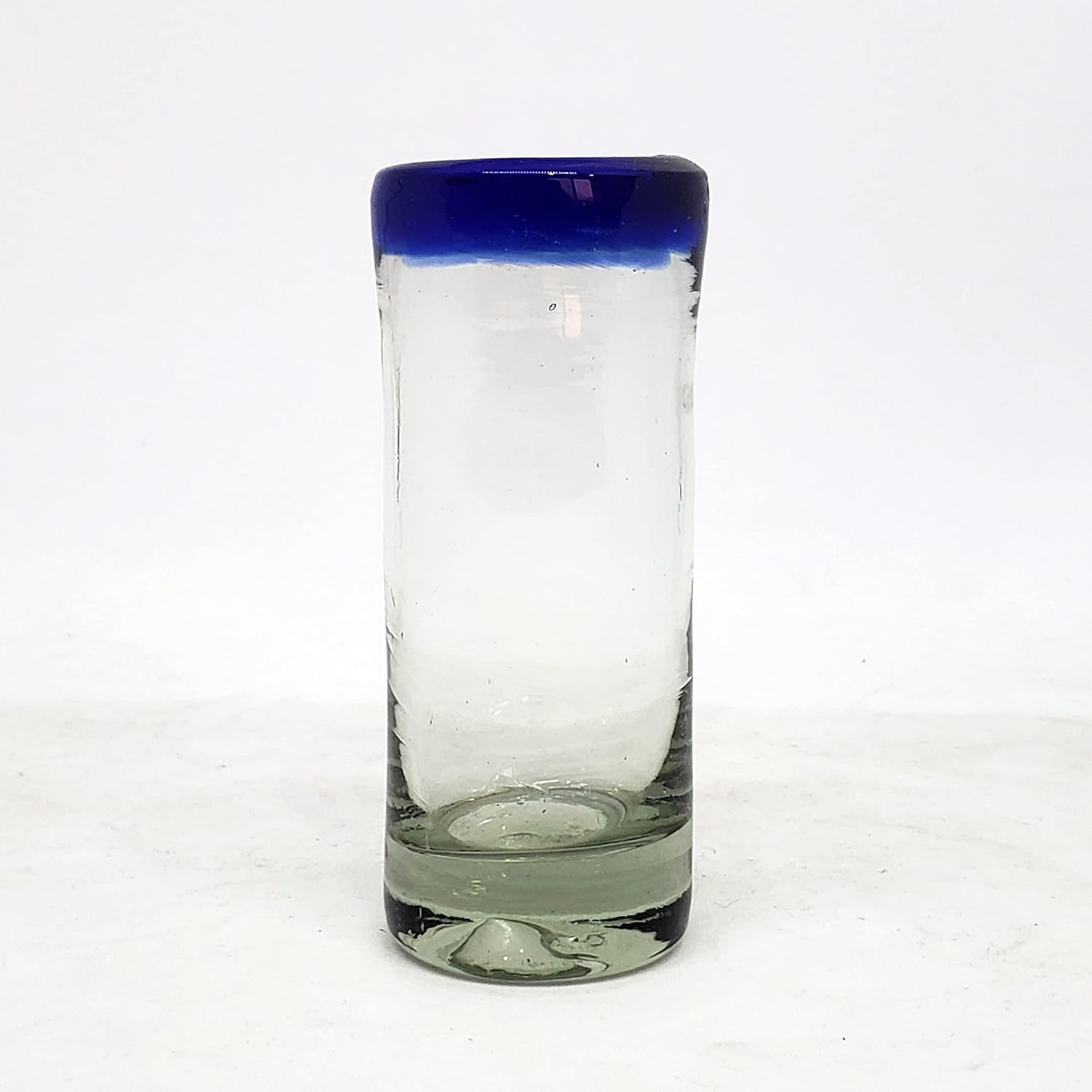 Cobalt Blue Rim 120 oz Pitcher and 6 Drinking Glasses set, Recycled Glass, Lead-free, Toxin-Free (Pitcher & Glasses)