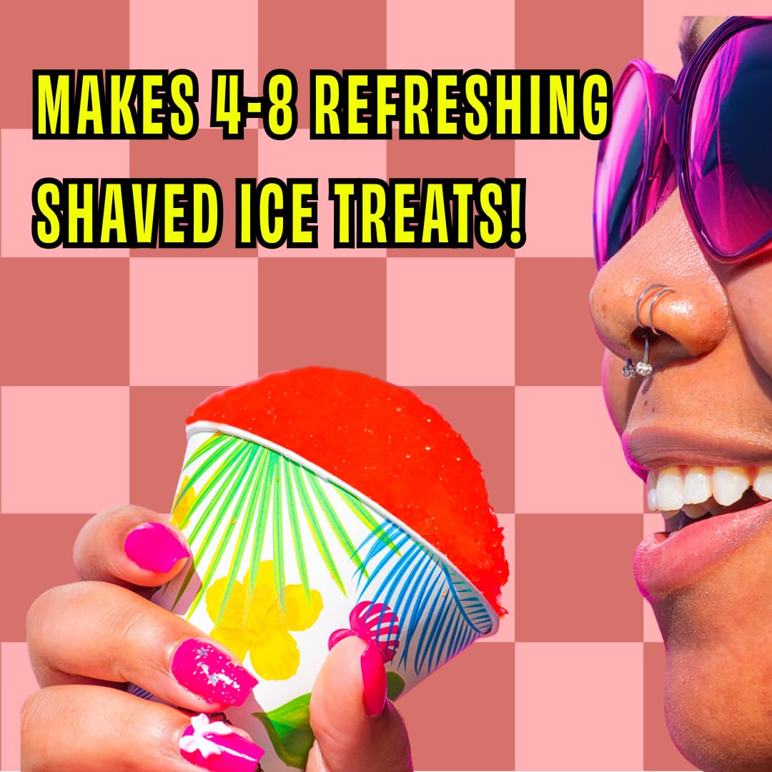 Hawaiian Shaved Ice Blue Raspberry Syrup - Made Nut Soy Dairy Free in the USA - Flavor Fluffy Shaved & Crunchy Snow Cone - Shelf Stable After Opening - Makes 8 Servings - 16 ounces