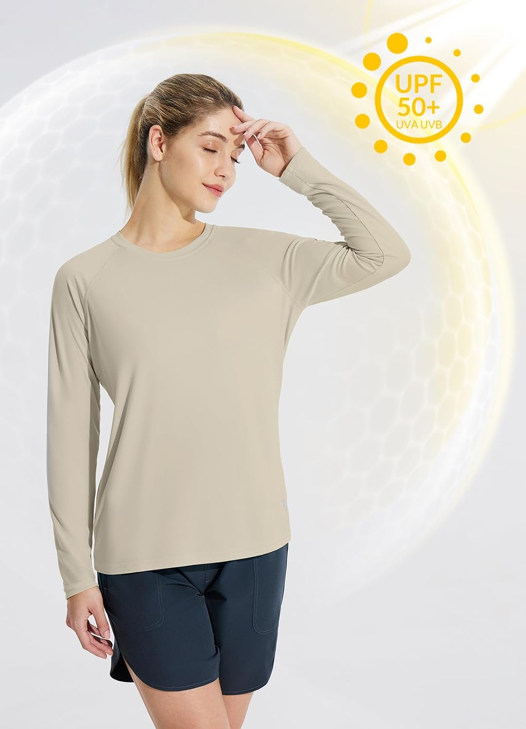 baleaf Women's UPF 50+ Sun Shirts Long Sleeve Stretchy Quick Dry | Lightweight, Rash Guard, UPF 50+ Sun Protection, Breathable Comfort material for Hking Workout, Excellent for hot weather