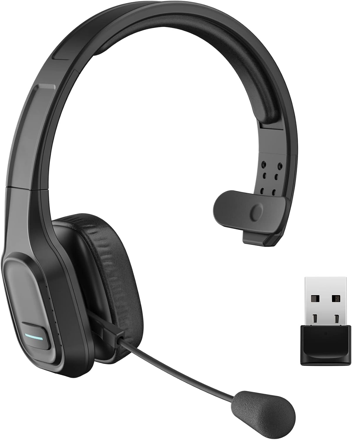 Trucker Bluetooth Headset V5.0, Wireless Headset with Noise Canceling&Mute Microphone for Cell Phones, On Ear Bluetooth Headphone for Computer
