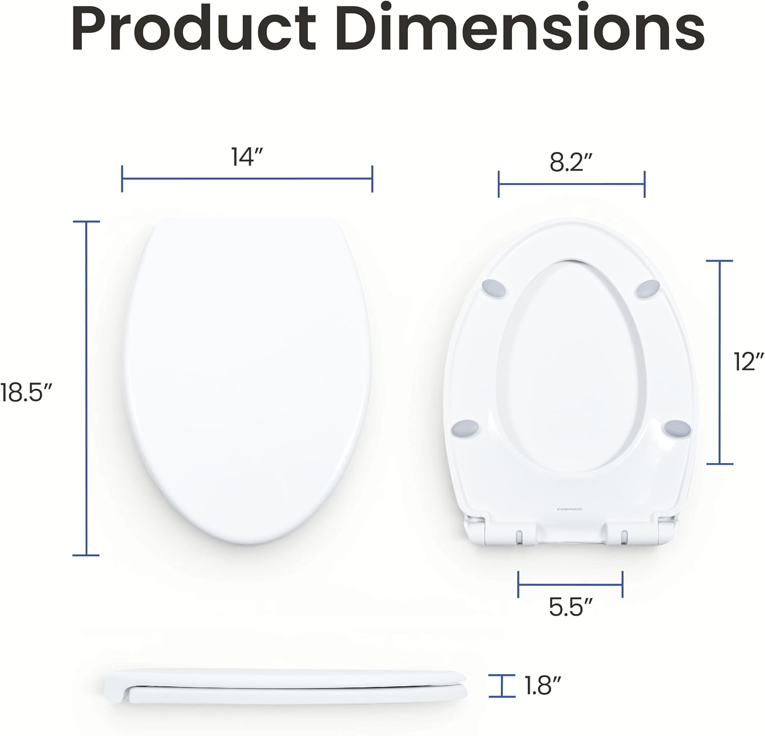 LUXE TS1008E Slow Close Elongated Comfort Fit Toilet Seat, White