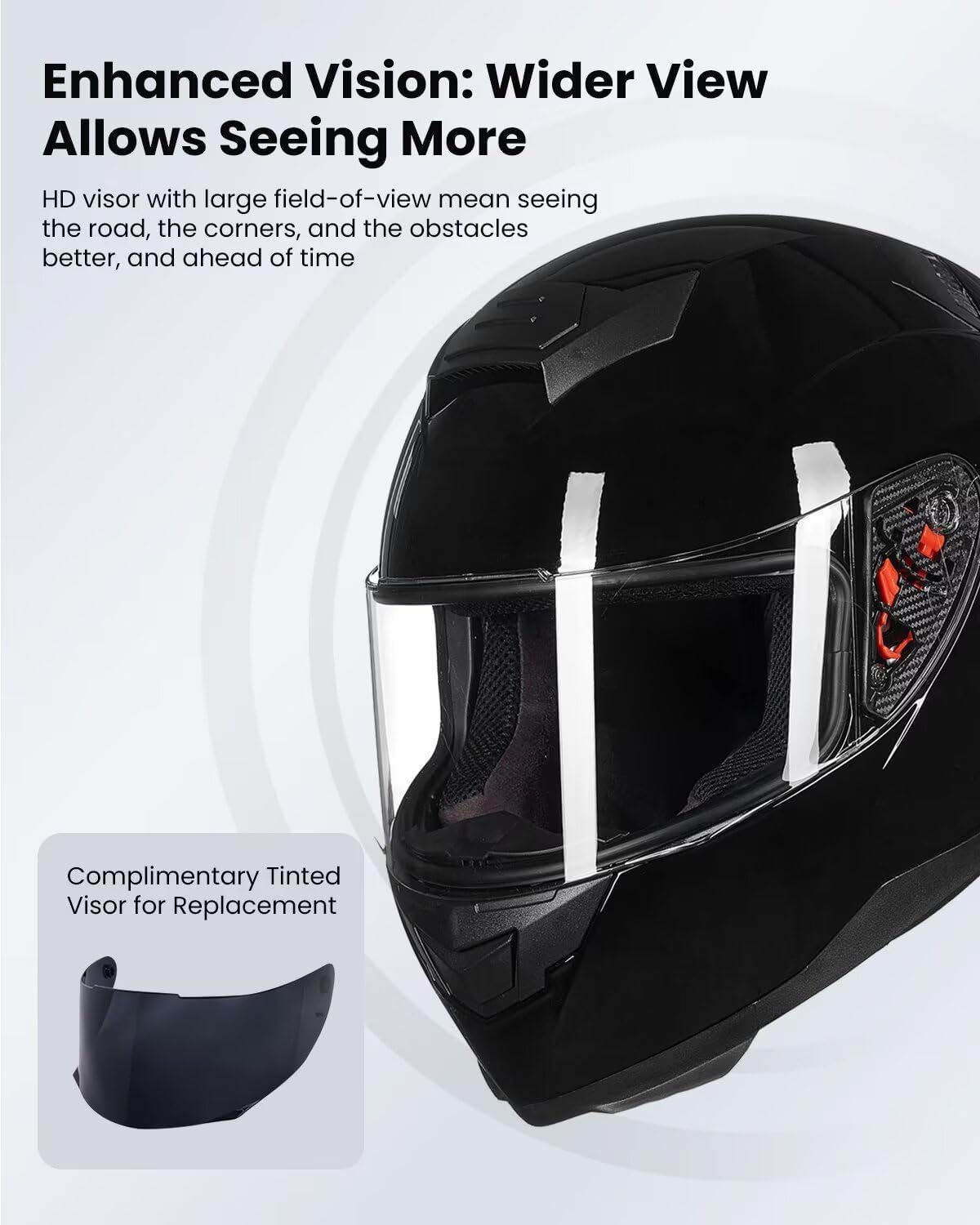 ILM Full Face Motorcycle Helmet for Motocross Street Bike DOT Certified 2 Visors Model-317(Gloss Black, L)