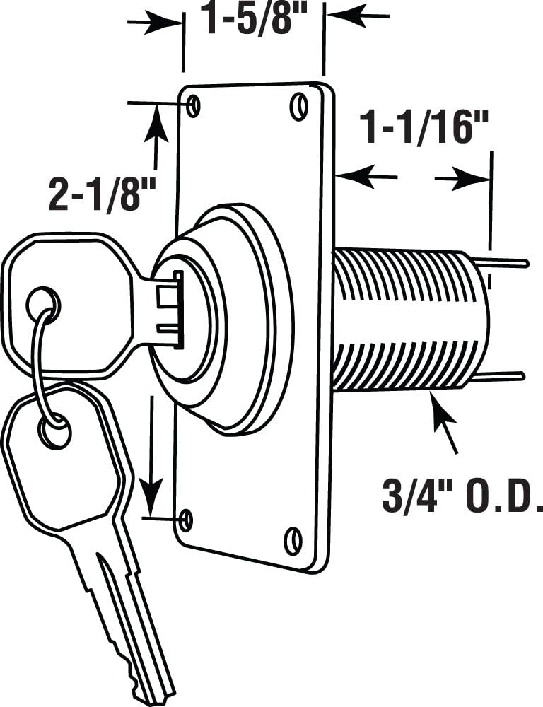 Prime-Line GD 52142 Electric Key Switch, 3/4 In. Outside Diameter, Hardwired (Single Pack)