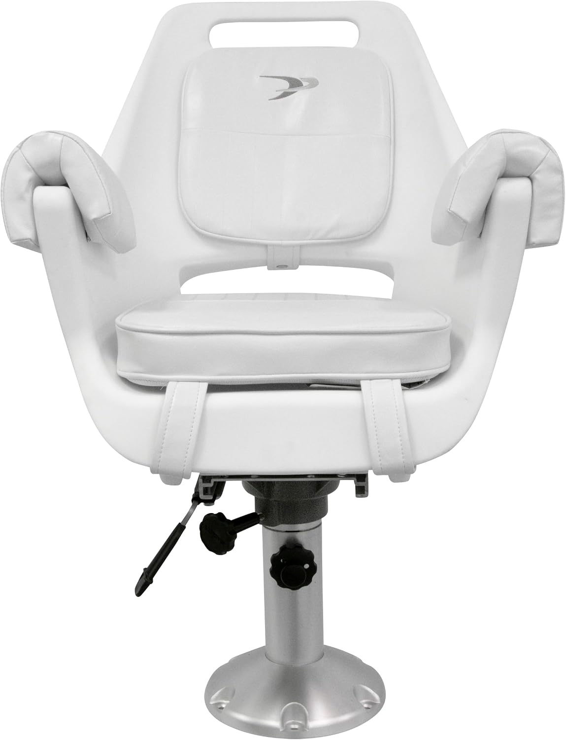 Wise 8WD007-6-710 Deluxe Pilot Chair with Cushions, Mounting Plate, Adjustable Height Pedestal and Seat Slide | Roto-molded marine grade frame