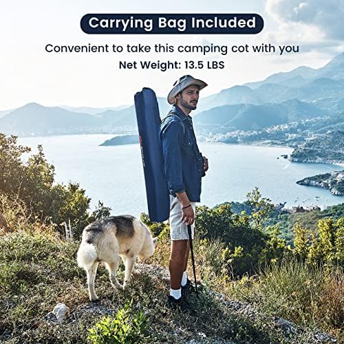 Goplus Folding Camping Cot with Carrying Bag, Portable Lightweight Outdoor Sleeping Bed for Adults Kids, 300LBS Weight Capacity