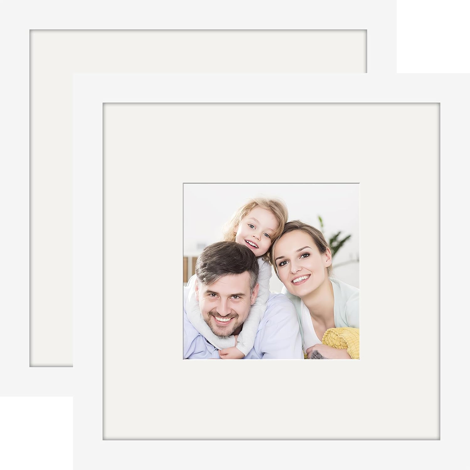 Picture Frames 8x8 2 Pack Made of Solid Wood Black for Wall Mounting and Tabletop Display