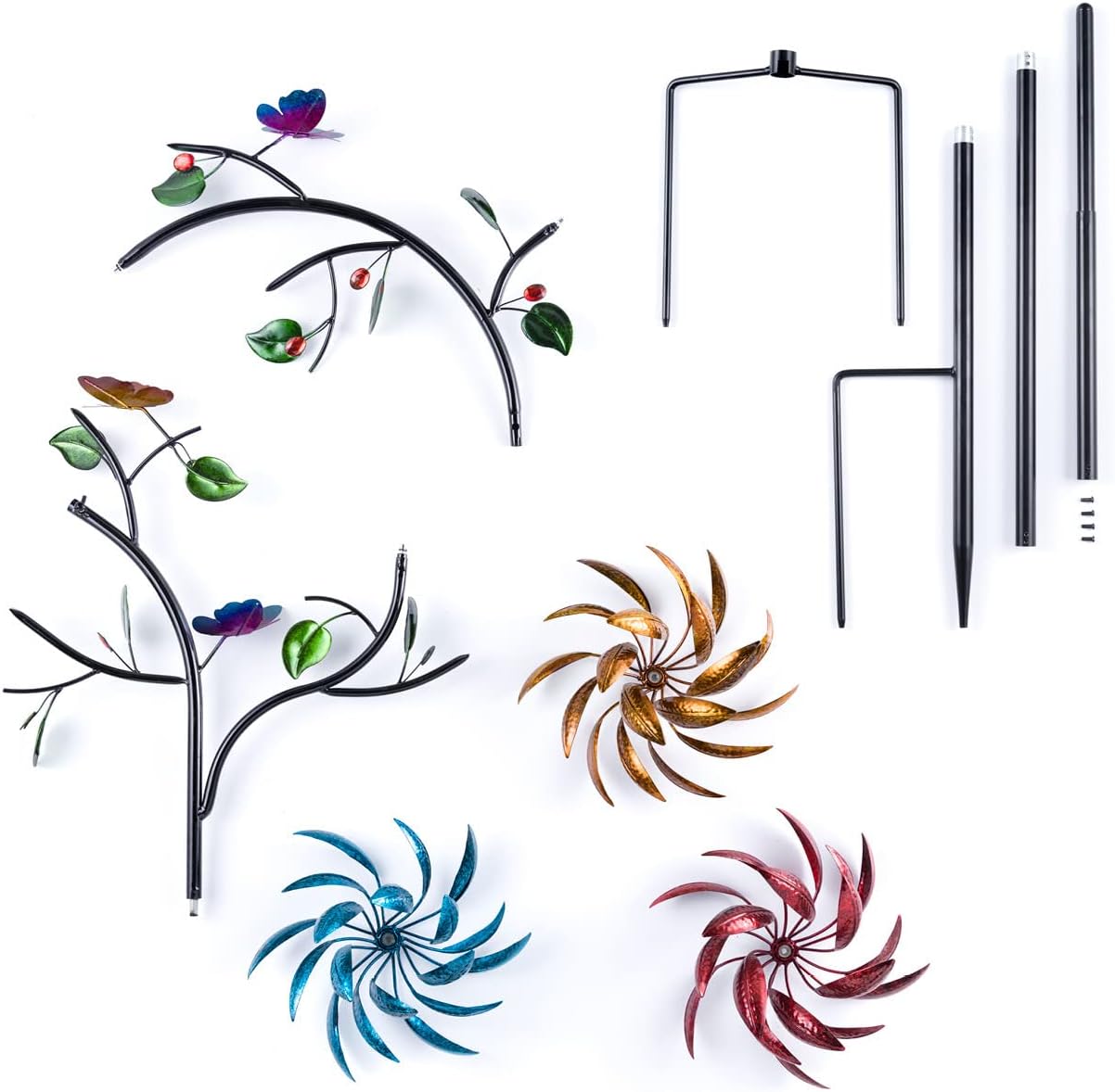 Evergreen Garden Beautiful Summer Multi Colored Flowers Wind Spinner | 91 inches Tall x 41 Inches Wide | Fade and Weather Resistant | Metal Stake