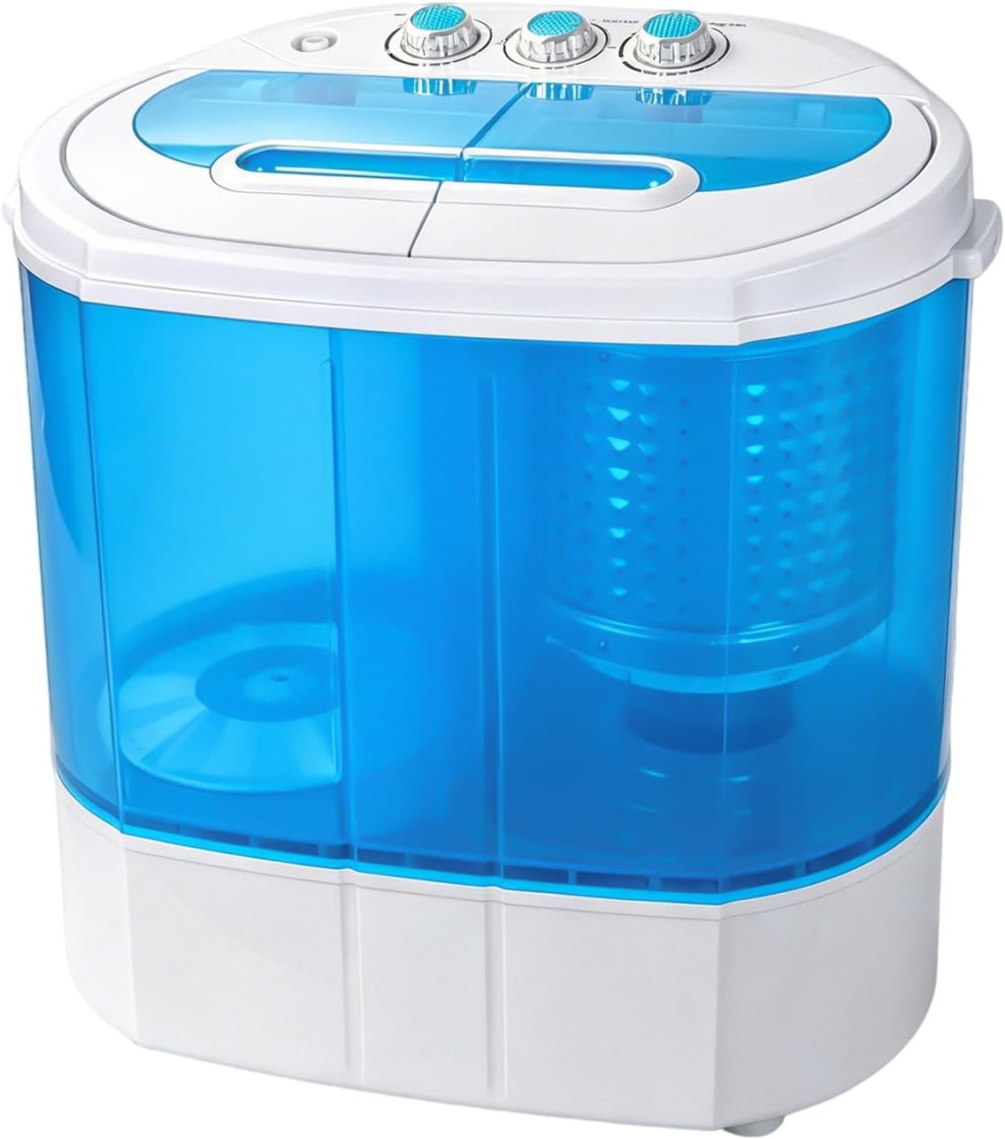 SUPER DEAL Small Portable Washing Machine 9.9lb Mini Compact Washer Twin Tub Laundry Machine Top Load Spinning and Washing Combo 6.57 FT Inlet