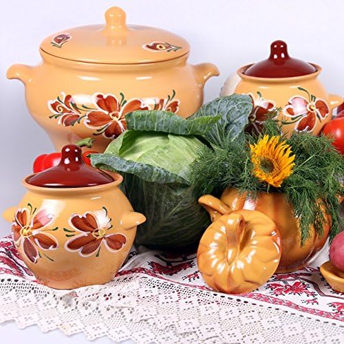 Stoneware Ramekin (Set of 2) - Clay Pots for Cooking (Beige)