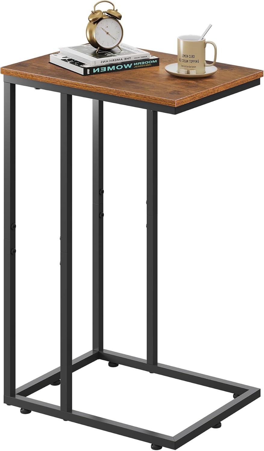 WLIVE C Shaped End Table, Small Side Tables for Sofa and Bed, Couch Table that Slides Under for Living Room, Bedroom, Home Office, Small Spaces