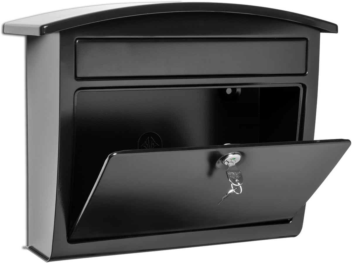 Architectural Mailboxes Dal Rae Galvanized Steel, Locking, Wall Mount Mailbox, 2562B-10, Black, Medium Capacity