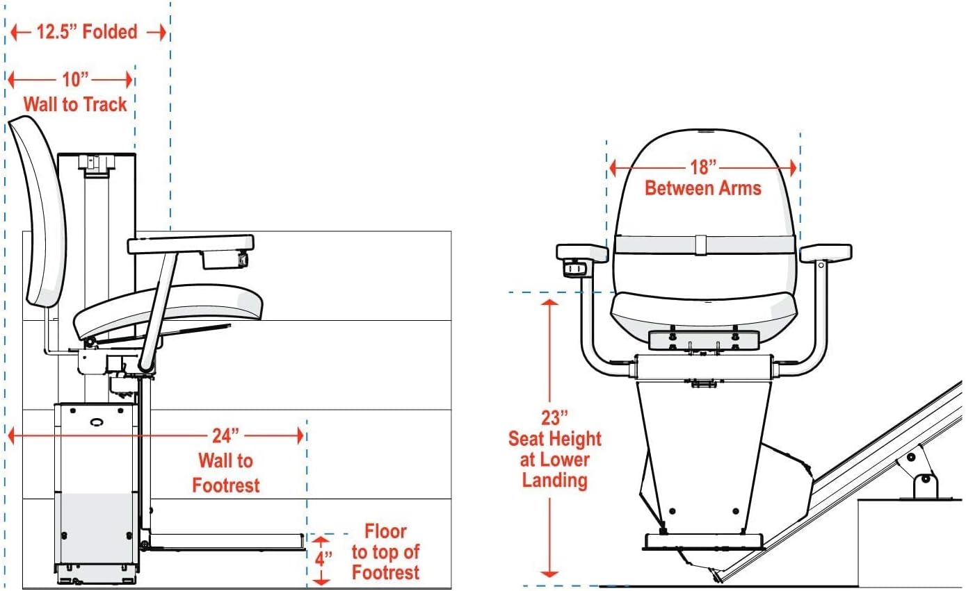 Universal Stair Lift - 350lb Capacity - Folds Flat to Wall - Includes Warranty
