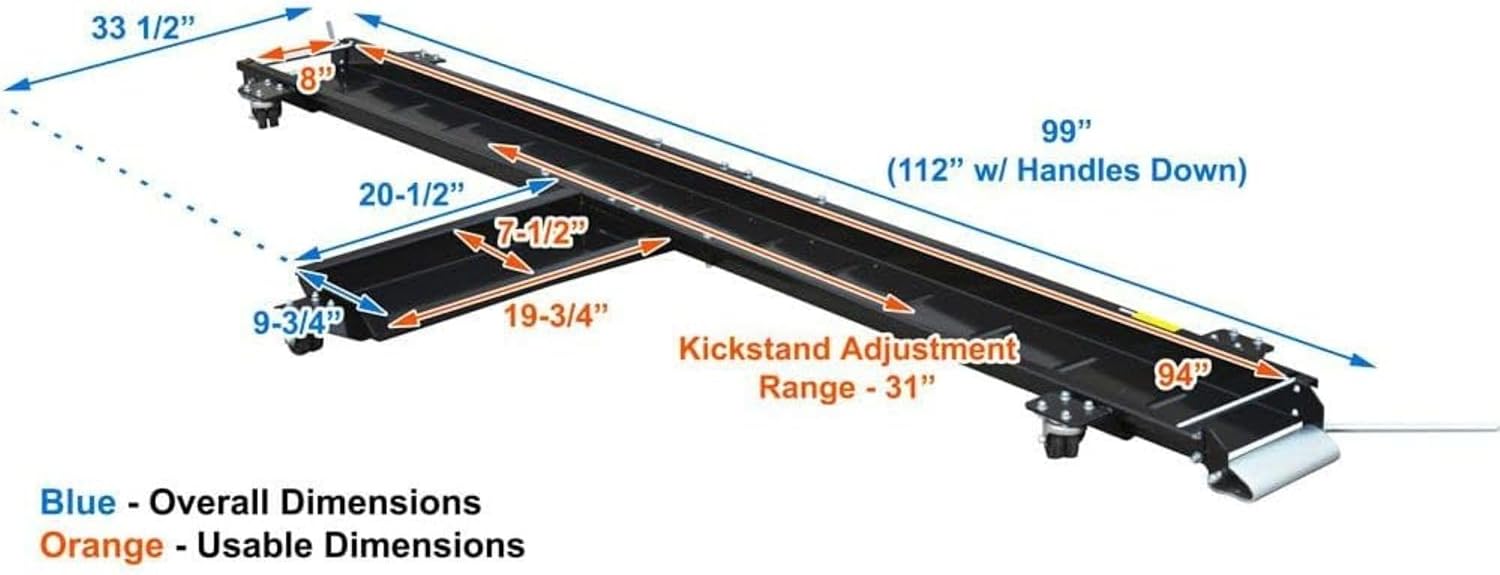 Black Widow Motorcycle Dolly Extra-Long for Cruisers Choppers 1,250 lb Cap