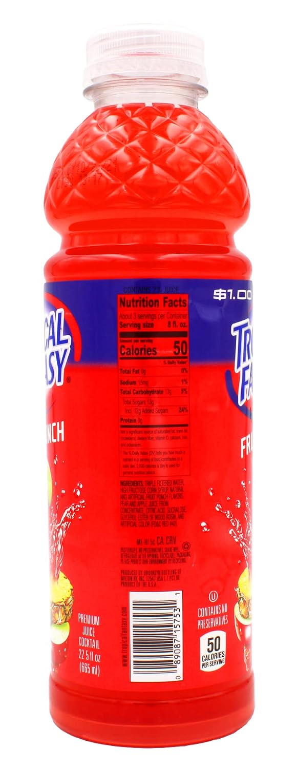 Tropical Fantasy Fruit Punch Juice Cocktail, Fruit Punch, 22.5 Fl Oz