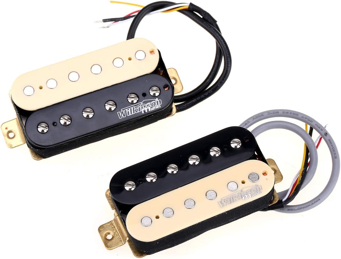 Wilkinson Vintage Tone Alnico 5 Overwound Open Style Humbucker Pickups Set for Electric Guitar, Zebra