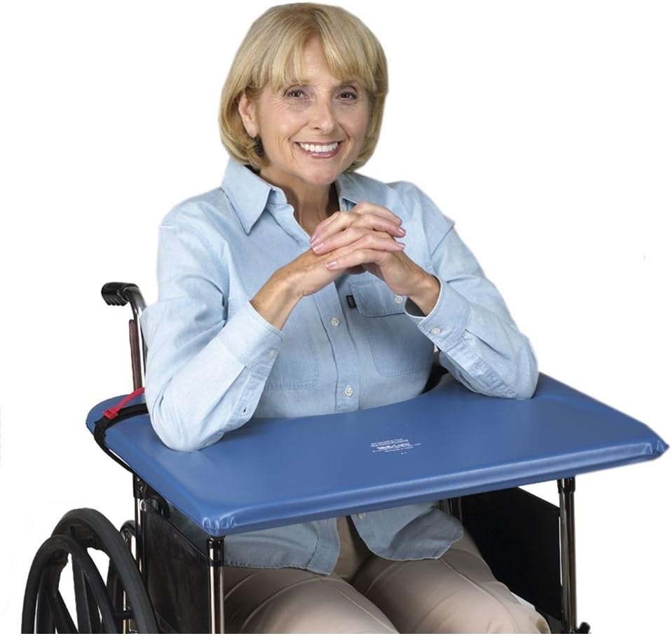 Skil-Care 16"-18" Wheelchair Vinyl Lap Tray with Straps, Provides Proper Body Alignment & Balance, Available in Nylon or Vinyl Covers, Easy-Release Hook & Loop Closures, Wipe-Clean Surface, 705020