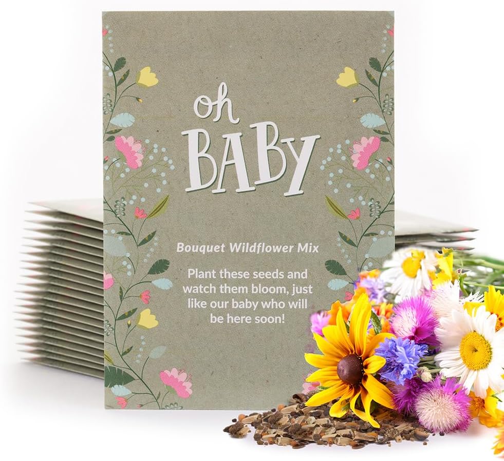 BENTLEY SEED CO. Oh Baby Flower Seeds Packets - Girl/Boy Baby Shower Favors - Pre-Filled