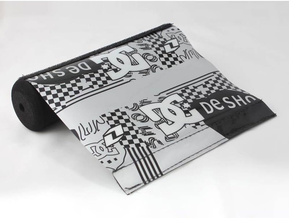 Short Black & Silver Pad & White Logo DC Soft Cushion High-Density Foam Crossbar Handlebar Protectors for ATVs Motorcycles Bikes (7.87in Long)