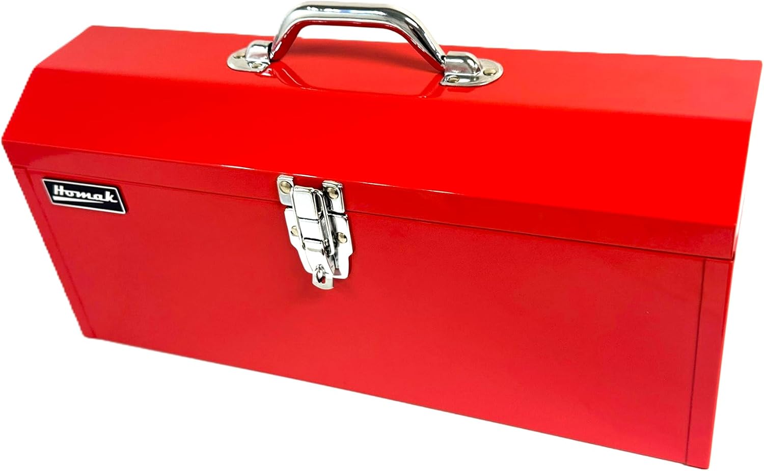 Homak Tool Box, 16" Portable Steel Small Tool Box with Metal Latch Closure & Plastic Handle, Multi-Purpose Heavy Duty Toolbox, Red