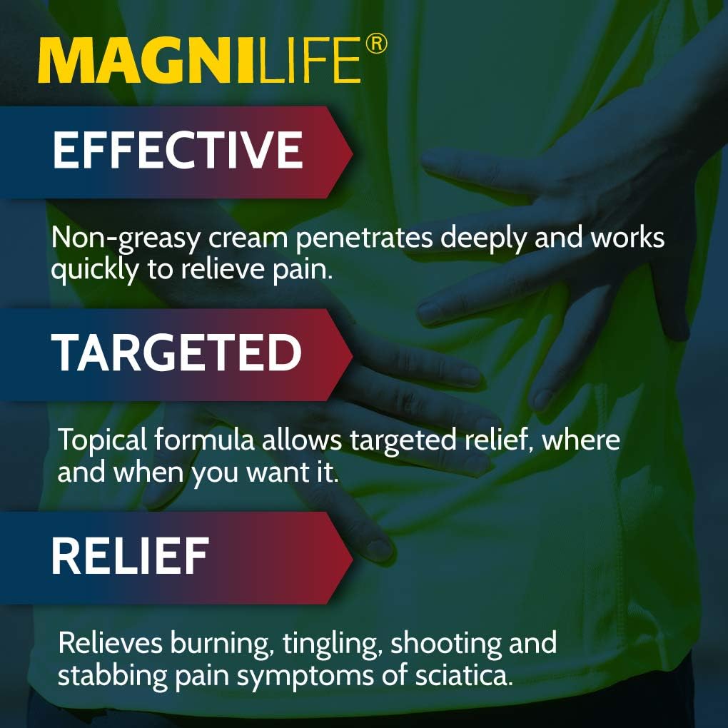 MagniLife Leg & Back Pain Relief Cream (4 oz), Topical Support for Leg Pain & Lower Back Discomfort, Fast Absorbing, No Residue, Mild Scent, Massage-in Formula